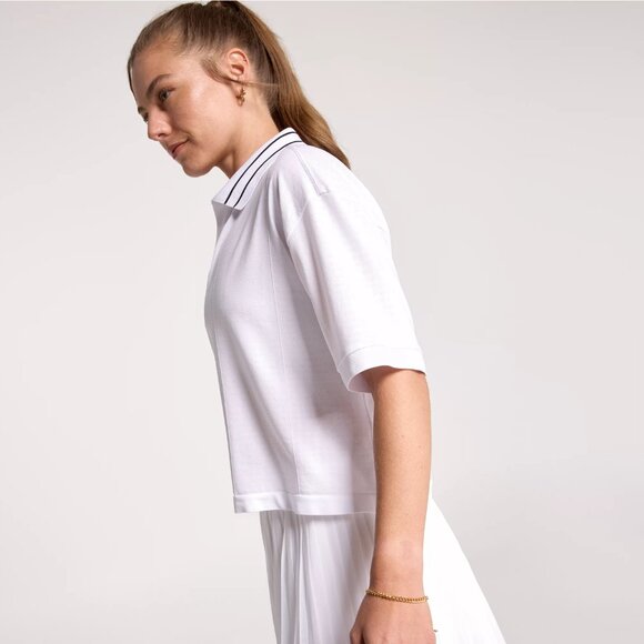 CALIA Women's Seamless Polo in Pure White - Picture 3 of 5